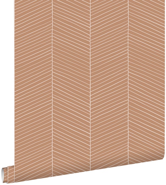 ESTAhome Tapete Fischgrätmuster Terrakotta - 53 cm x 10.05 m - 139357