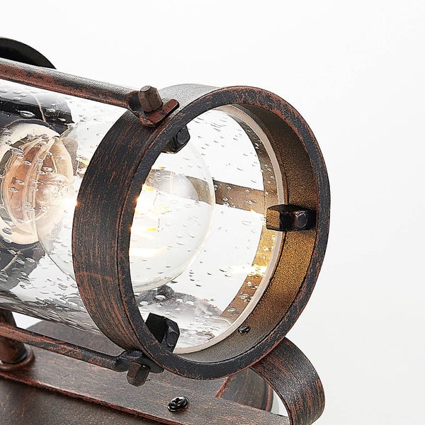 Lindby Wandleuchte außen Farly (Landhaus, Vintage Rustikal) in Braun aus Aluminium (1 flammig E27) - Außenwandleuchten Wandlampe Led Außenlampe Outdoor für Außenwand/Hauswand Haus