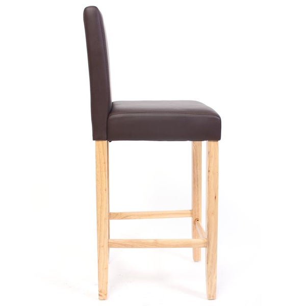 Barstuhl mit Holzbeinen und Sitzfläche aus Kunstleder
