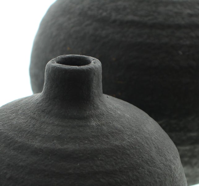 FRANK FLECHTWAREN | Dekovase Noir, 2er Set, ZEMENT, 11,5 x 11,5 x 11,5 cm, 16,5 x 16,5 x 16,5 xm