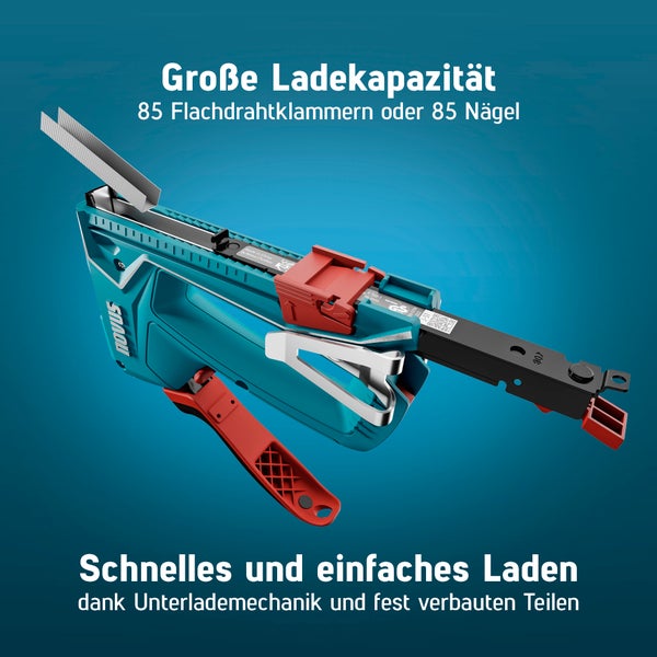 Novus Tools Handtacker J-51, Profi-Tacker aus Aluminium geeignet für Flachdrahtklammern 6-14 mm & Nägel 16mm 030-0450