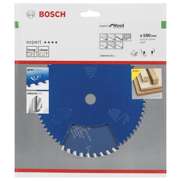 Bosch Kreissägeblatt Expert for Wood für Handkreissägen 180 x 20 x 2,6 mm 48 - 2608644031