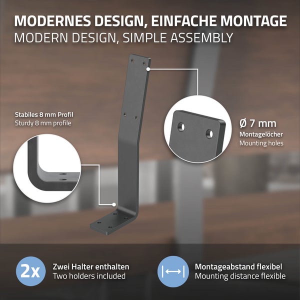 ML-Design 2 Stück Rückenlehnenhalterung, Grau, aus Stahl, 345x90x50 mm, Bankrückenlehne Banklehne Rückenlehne zum Anschrauben, Metall Rücklehne Halterung Profil für Sitz-Bänke, Betten & Stühlen