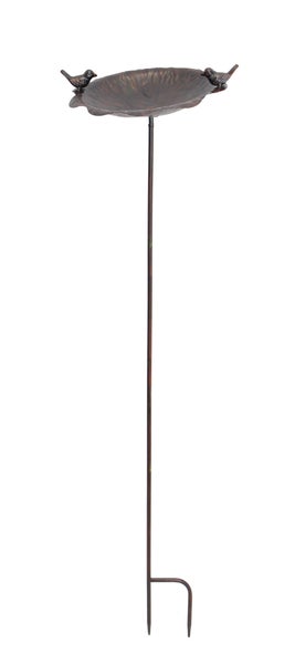 FRANK FLECHTWAREN | Vogeltränke Rostoptik, METALL, Schale ca. Ø 26 cm, GH 110 cm