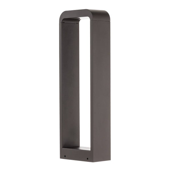 Moderne Wegeleuchte in Rahmenform aus Aluminium in Anthrazit für den Außenbereich.