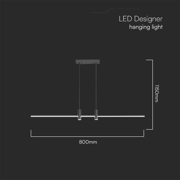 LED-Design-Hängeleuchte mit den Maßen 800 mm Breite und 1150 mm Höhe