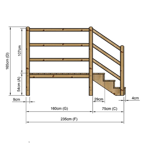 Skizze eines Treppengeländers mit Maßangaben