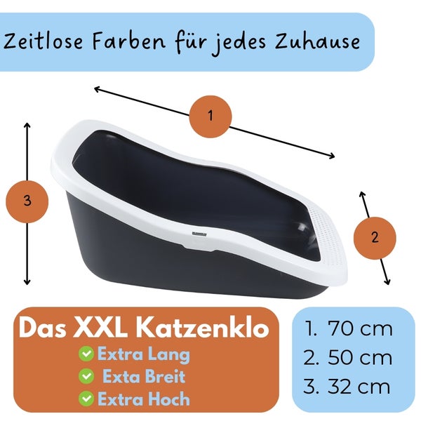 XXL Katzenklo Katzentoilette groß Großes Katzenklo 70 cm Katzen Klo offen XXL Katzenklo hoher Rand Katzenklo ohne Deckel Katzenklo XXL große Katzen Jumbo 70 cm