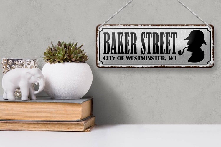Blechschild Spruch 27x10cm Baker streeet city Westminster Dekoration