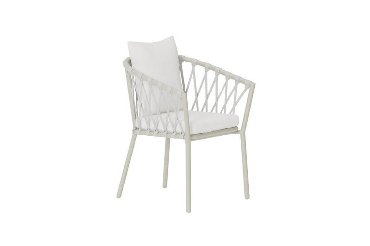 Gartenstuhl mit Armlehnen, Sitzkissen und Rückenkissen