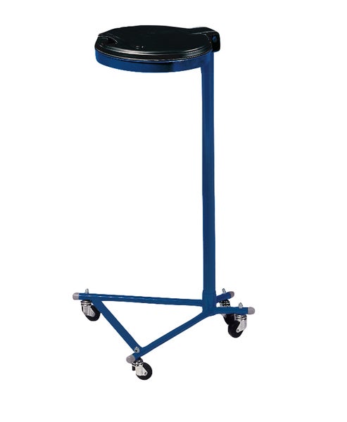 PROREGAL Robuster Einzel Abfallsammler Mit Kunststoff Deckel Mit 4 Rollen 35 cm Einwurföffnung HxBxT 100 x 49 x 52 cm Stahl Blau Schwarz