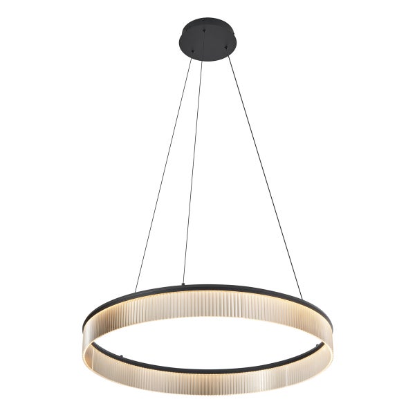 Runde Hängeleuchte mit geriffelten Glasdetails