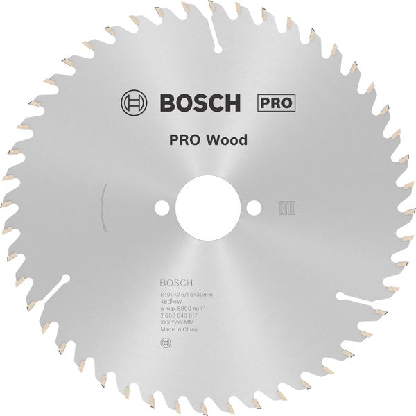 Bosch PRO Wood Kreissägeblatt 190 x 2,6 x 30 mm - 2608640617