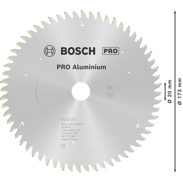 Bosch PRO Aluminium cordless Blatt für Kreissägen 173 x 1,8 x 20 mm - 2608837759
