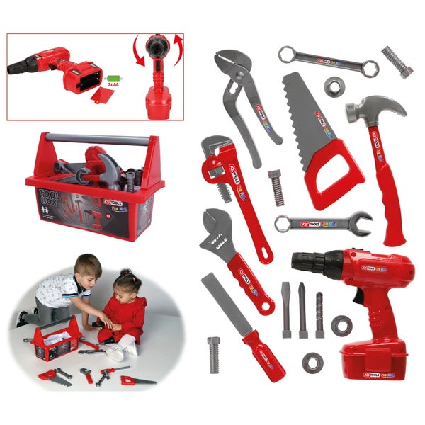 Roter Werkzeugkoffer für Kinder mit Werkzeugen von KS Tools