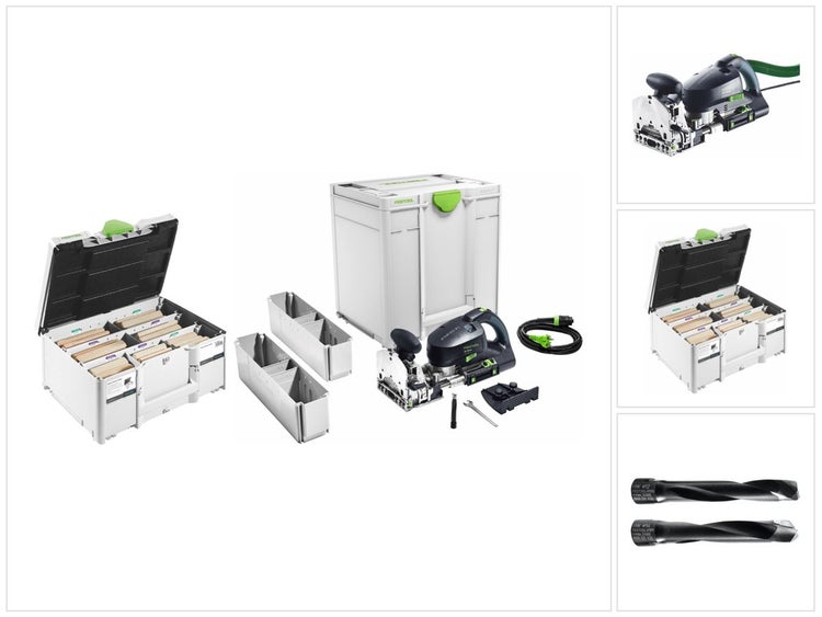 Festool DOMINO XL DF 700 EQ-Plus Dübelfräse 720 W ( 576426 ) + 128 tlg. Dübel Sortiment ( 576792 )