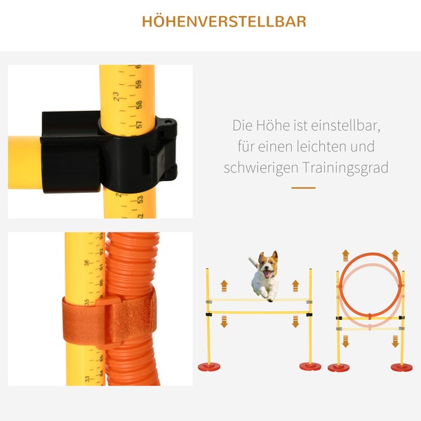 PawHut Agility-Ausrüstung, L128 x B23 x H100 cm, ABS,PE,Polyester, Gelb