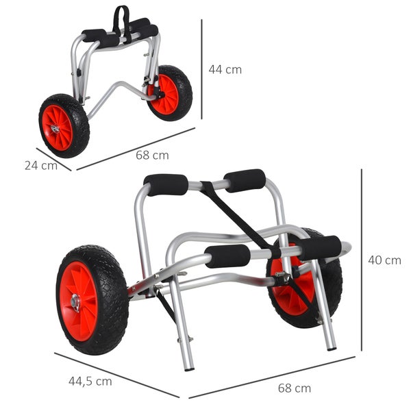 HOMCOM  Kanuwagen, Kajakwagen, 68 x 44,5 x 40 cm, Aluminium, Silber