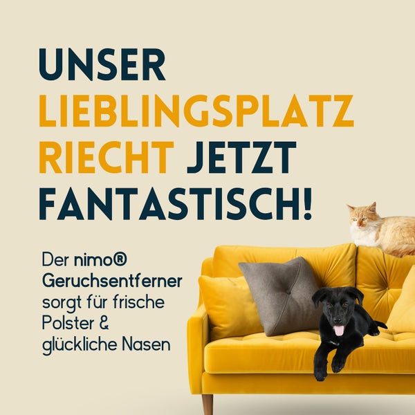 nimo® Haustier Geruchsentferner • Neutralisierendes Spray gegen Gerüche im Hauhalt