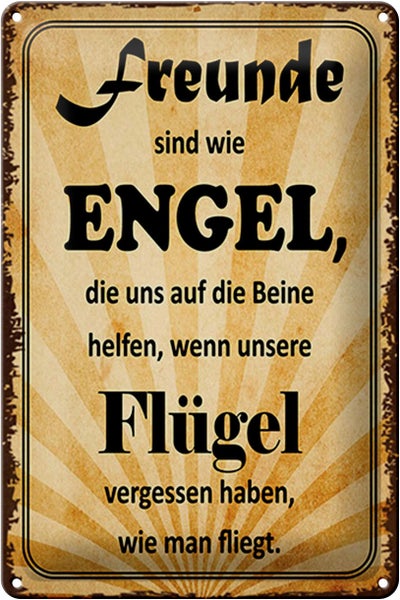 Blechschild Spruch 20x30cm Freunde sind wie Engel die uns