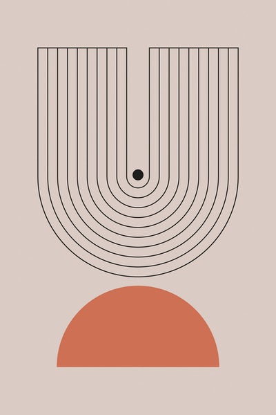 Abstrakte Grafik mit Linien und Halbkreis