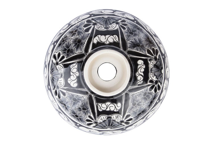 Keramik Waschbecken mit Blumenmuster von unten