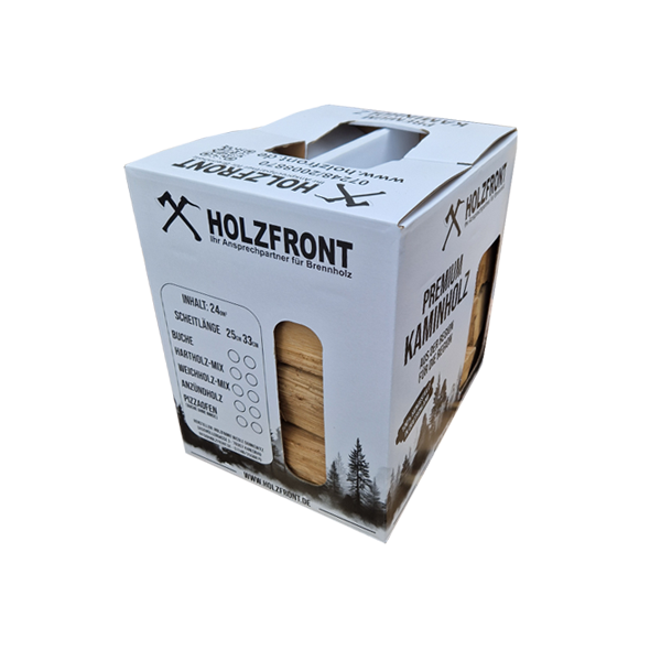 Premium Kaminholz im Karton - 100% Buche - Brennholz ofenfertig - technisch getrocknet und gereinigt