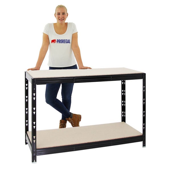PROREGAL Mega Deal 4x Werkbank Tiger HxBxT 90 x 140 x 60 cm Fachlast 300 kg Schwarz