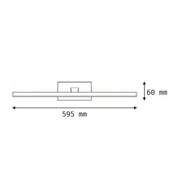 Technische Zeichnung einer LED Spiegelleuchte mit den Maßen 595 mm Breite und 60 mm Höhe.