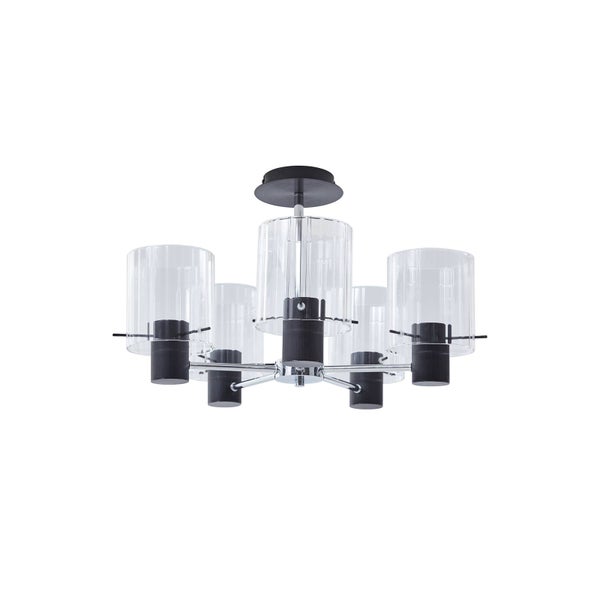 Lucande Deckenlampe Eirian (Modern) in Transparent aus Metall (5 flammig, E27) - Deckenleuchte Lampe Wohnzimmerleuchte
