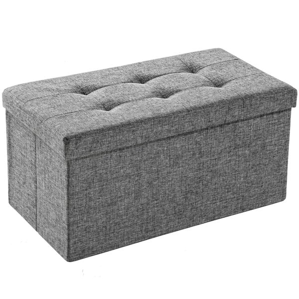 Sitzhocker mit Stauraum tectake  76 x 38 x 38 cm faltbar hellgrau