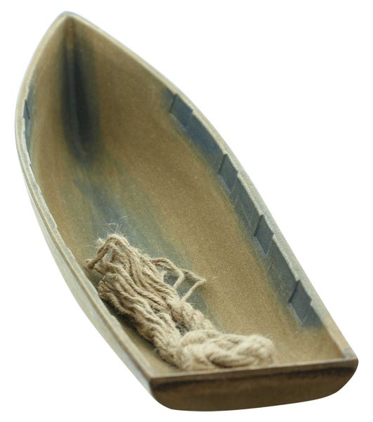 FRANK FLECHTWAREN | Boot Holzoptik, 42 x 12,5 x 7 cm, MDF, JUTE