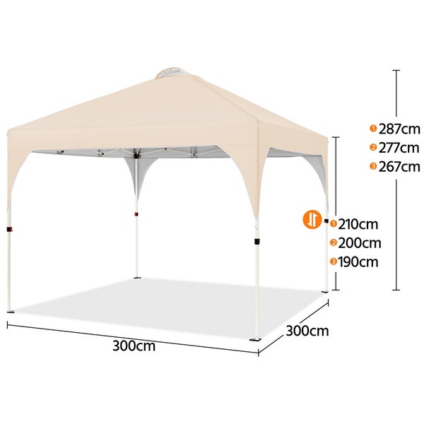 Abbildung eines Pavillons mit den Maßen 300 x 300 cm und einer Höhe von 287 cm.