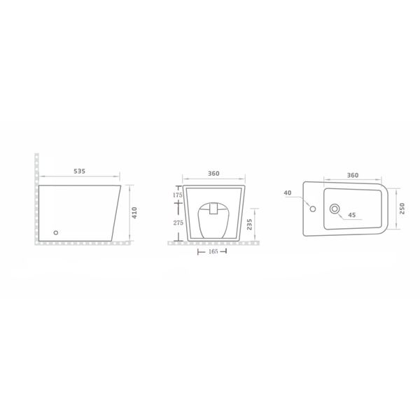 Sanitärkeramik- Bidet,glänzend weiß, bodenstehend | Rock