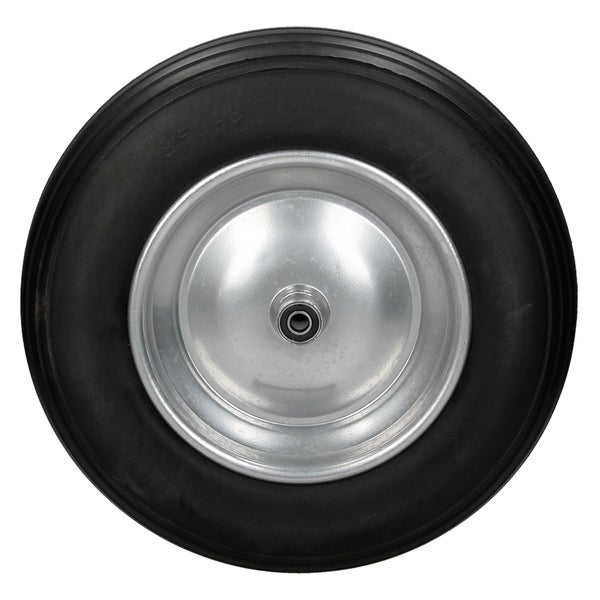 ECD Germany 2er Set Schubkarrenrad aus pannensicherem PU Vollgummi, Ersatzrad Gummirad mit Achse, 3.50-8, Ø350 x 80 mm, Schwarz, 150kg, Reifen mit Stahlfelge, PU-Rad Reifen für Schubkarre Gartenkarren