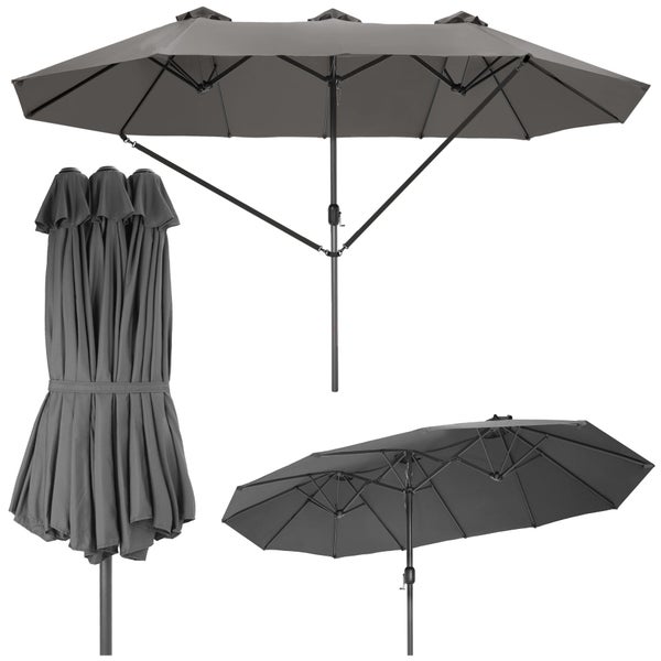 Sonnenschirm tectake Silia UV-Schutz 50+, inklusive Windsicherung und Schutzhülle 460 x 270 cm grau