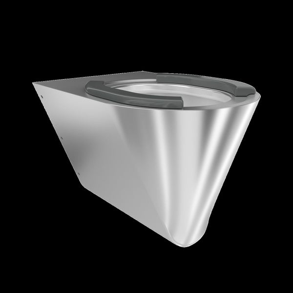 Wandhänge WC aus Edelstahl mit passendem Toilettensitz