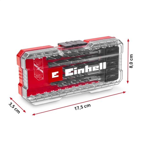 Einhell S-CASE 10-tlg. Holzbohrer-Set (zweispiralig, aus rollgewalztem C45 Werkzeugstahl, E 6.3 Schaft, 3-Punkt-Anschliff, Zentrierspitze inkl. Aufbewahrungsbox)