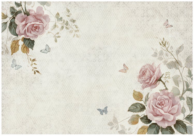 Wandbild mit Rosen- und Schmetterlingsmuster