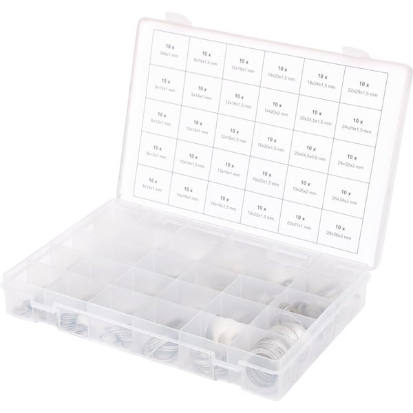Aluminium Dichtringe Sortiment mit 300 Teilen in Kunststoffbox