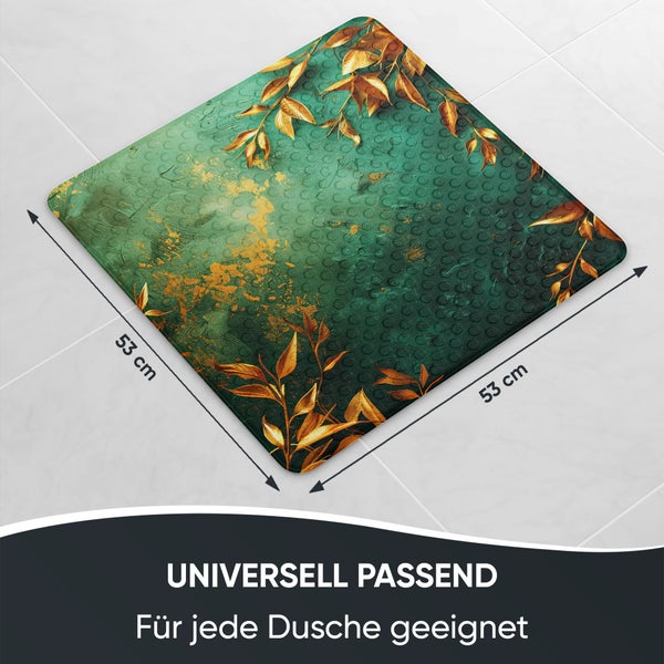 Quadratische Duschmatte mit Blattmuster, 53 x 53 cm