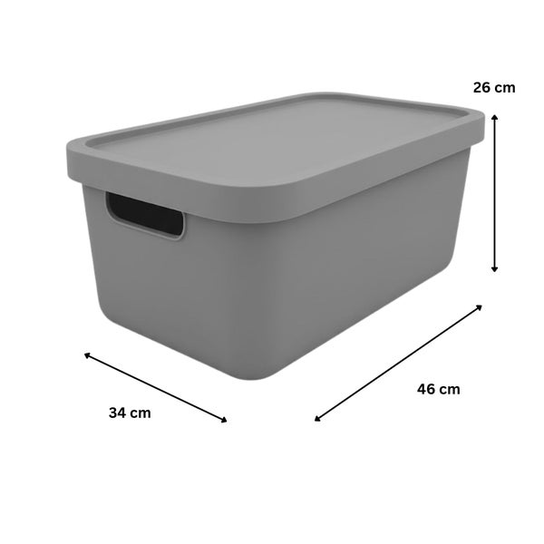 Aufbewahrungsbox aus Kunststoff mit Deckel, circa 46 cm lang, 34 cm breit und 26 cm hoch