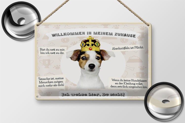 Blechschild Spruch 30x20cm Tiere Hund willkommen wohne hier