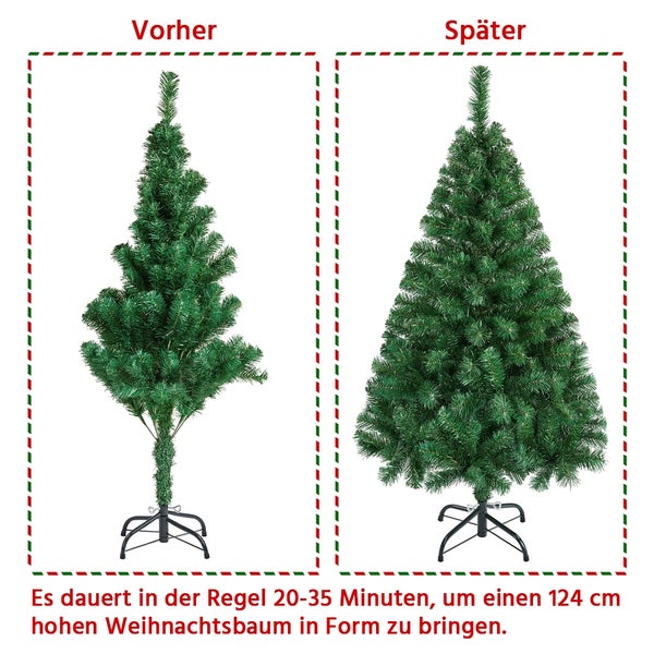 Vorher und nachher: Künstlicher Weihnachtsbaum vor und nach dem Formen