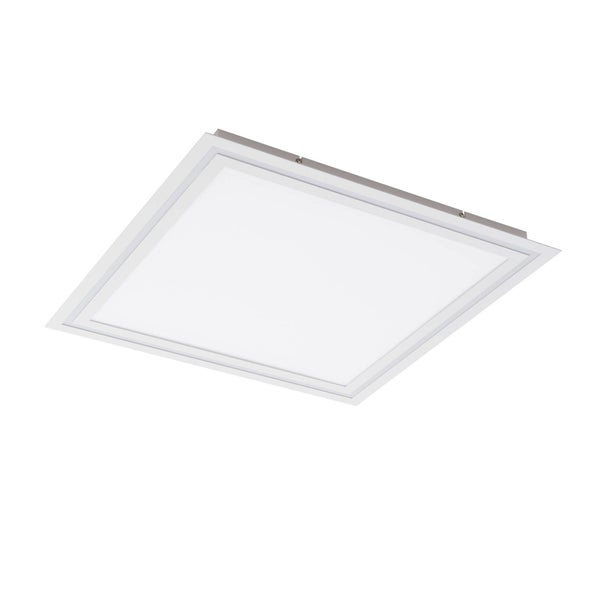 Quadratisches LED-Panel für die Decke mit flachem Profil und weißem Rahmen.