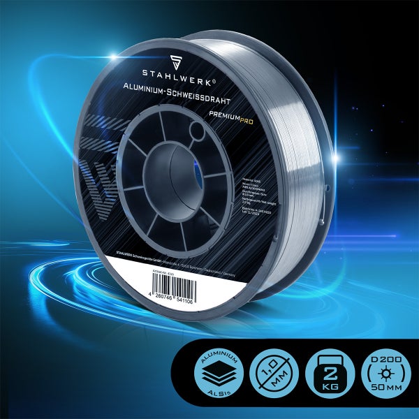 Stahlwerk Aluminium-Schweißdraht Premiumpro AlSi5, 1,0 Millimeter Durchmesser, 2 Kilogramm, Spule D200.