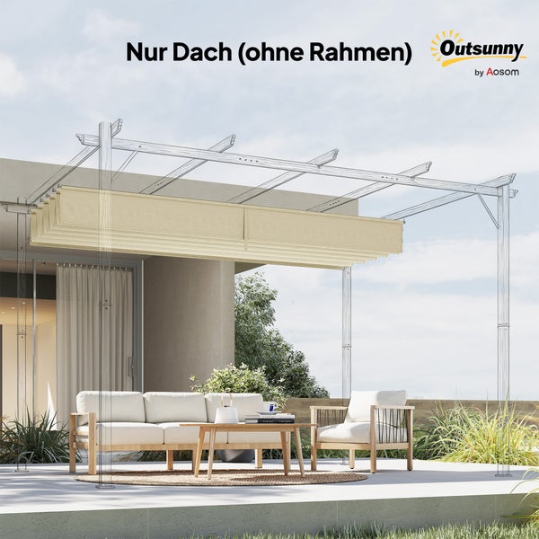 Outsunny Ersatzdach für Pergola ohne Rahmen auf einer modern gestalteten Terrasse mit Gartenmöbeln und Pflanzen.