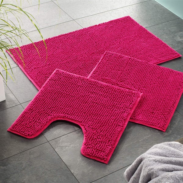 1 St. Badematte, mit WC Auschnitt  PARIS Pink 45 x 45 cm MIT Ausschnitt