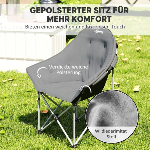 Outsunny Faltstuhl faltbar Campingstuhl mit Seitentasche Tragetasche gepolstert Outdoor Klappstuhl bis 120kg belastbar robust leicht Angelstuhl Gartenstuhl für Garten Camping Strand
