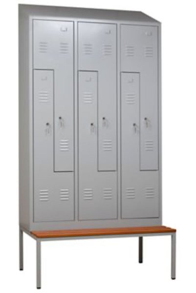 PROREGAL Garderobenspind Camel 6-Fächer-Z-Design HxBxT 180 x 120 x 50 cm Zylinderschloss Grau-Blau